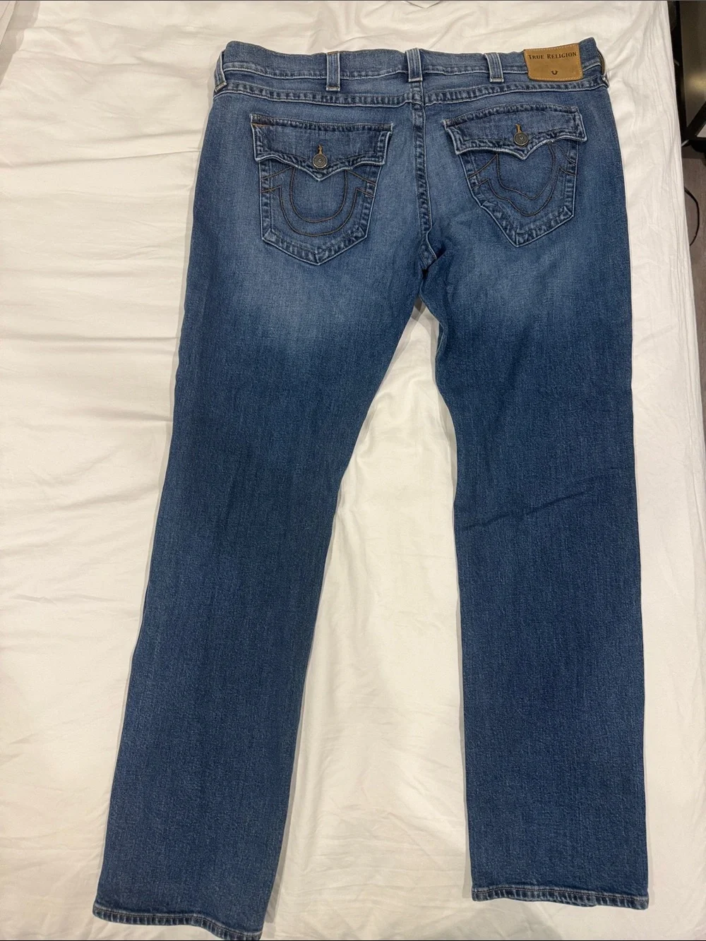 True Religion Men’s Straight Leg Mid-Blue Denim Jeans